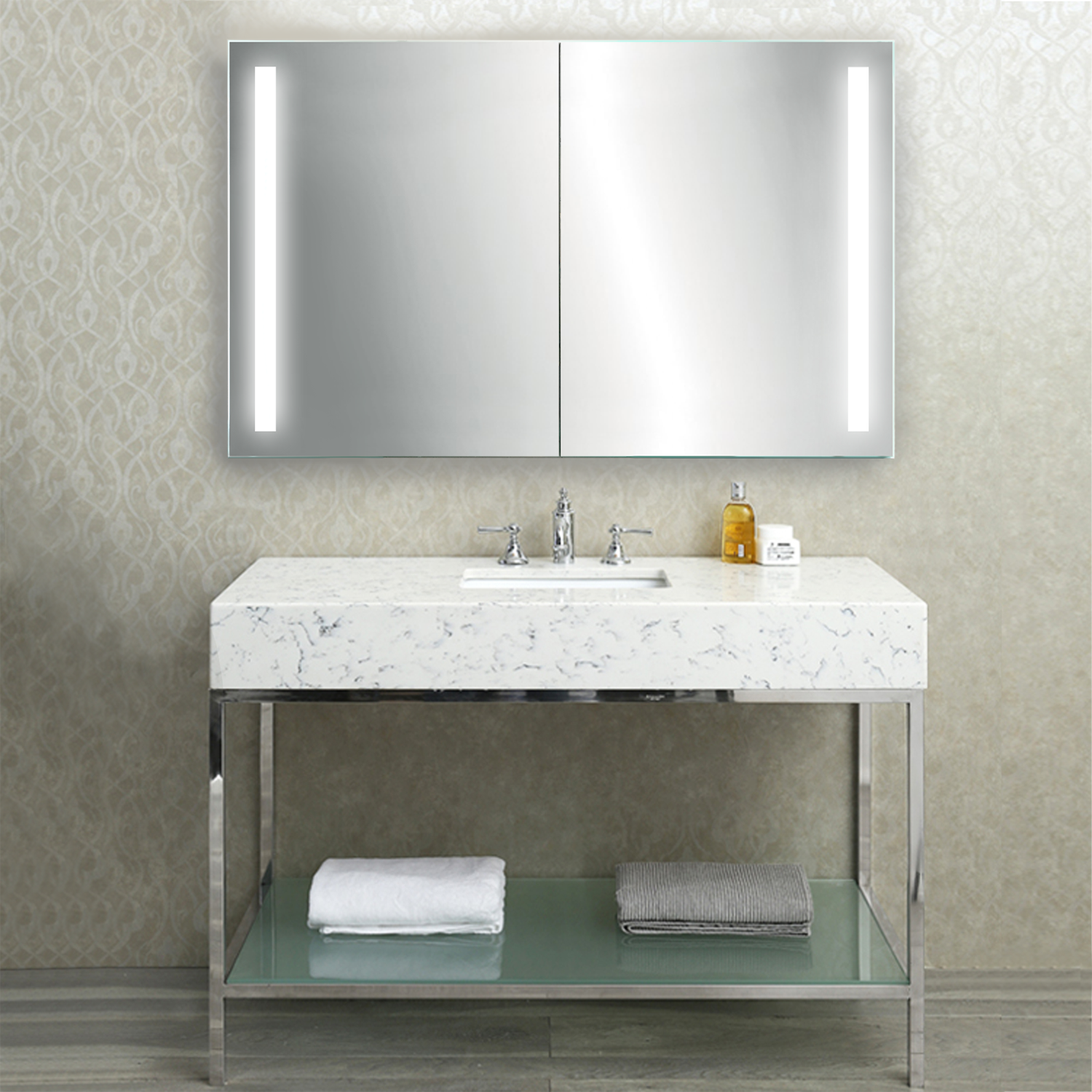Rolls Sliding LED Medicine 48″ X 30″ w/Dimmer & Defogger