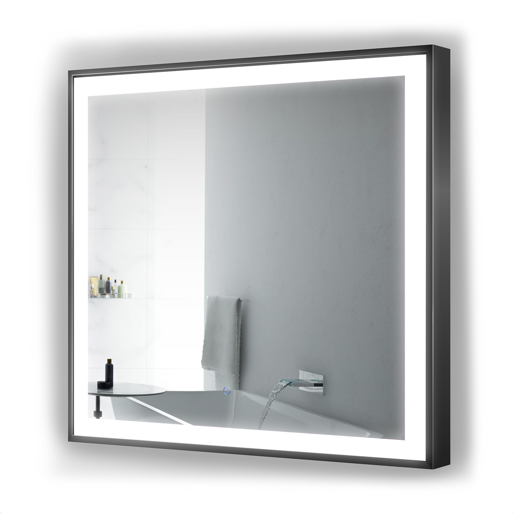 Krugg Soho 36″ X 36″ Black LED Bathroom Mirror - Krugg Reflections USA