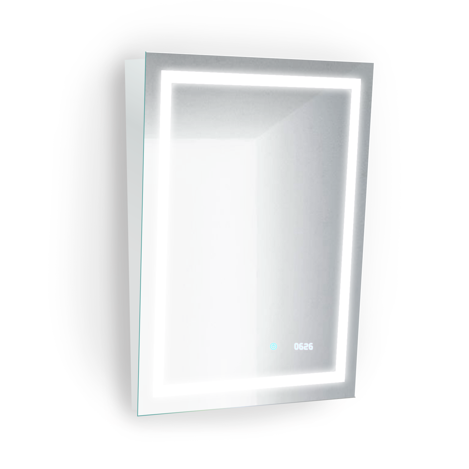 angled mirror on white lit on