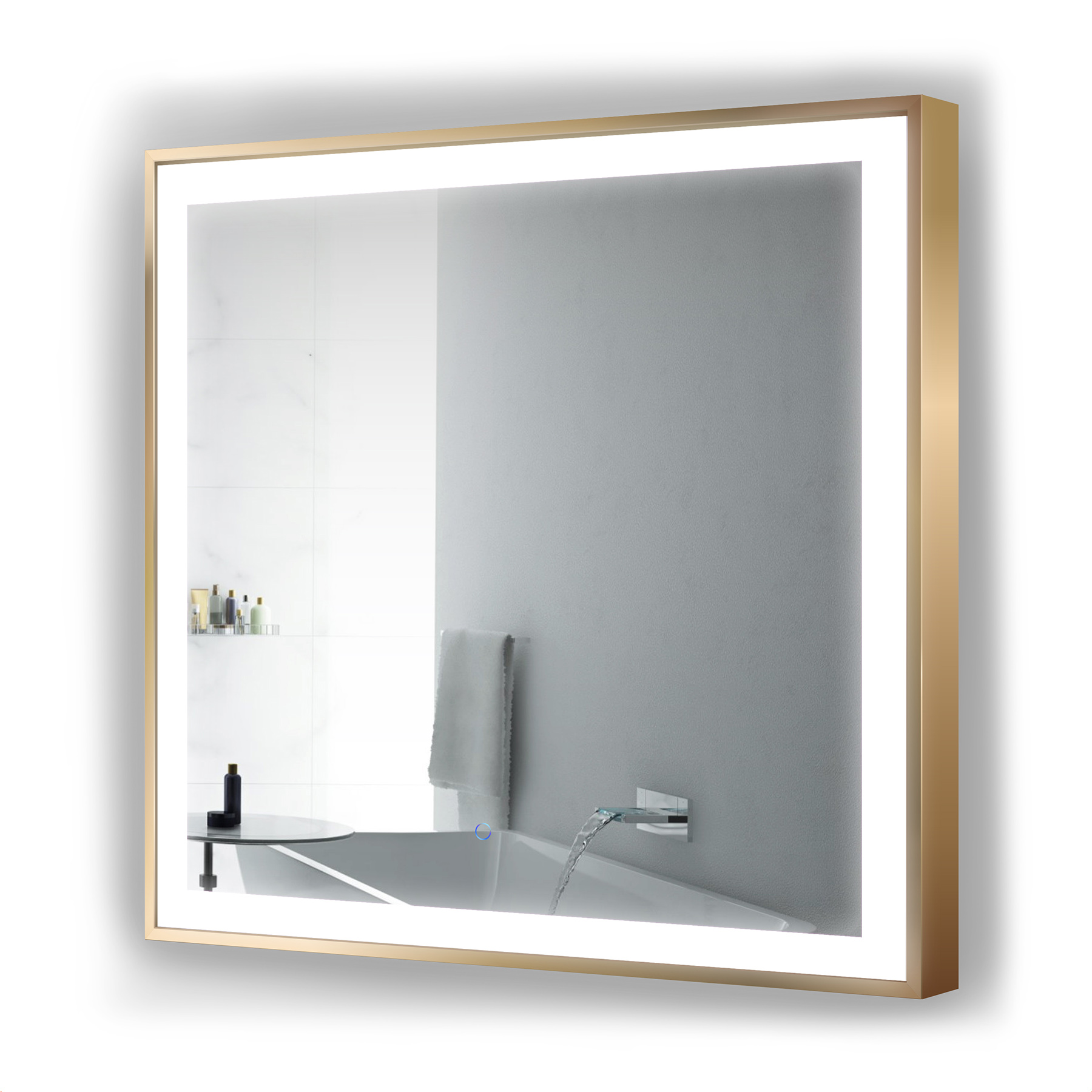 Krugg Soho 36″ X 36″ Gold LED Bathroom Mirror - Krugg Reflections USA