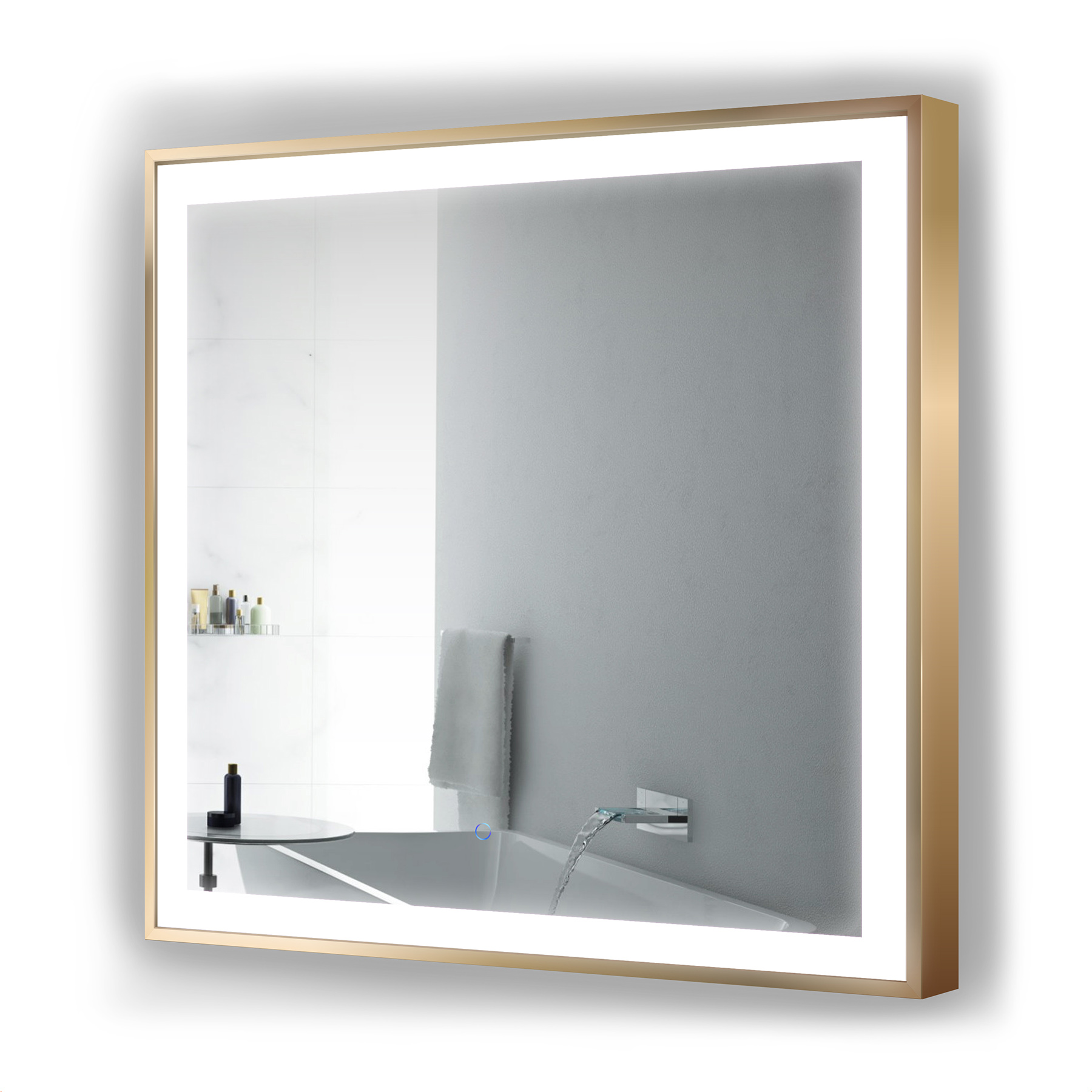 PAIHOME 30 in. W x 40 in. H Large Square Mirrors Metal Framed Bathroom Mirror Wall Mirrors Bathroom Vanity Mirror in Gold